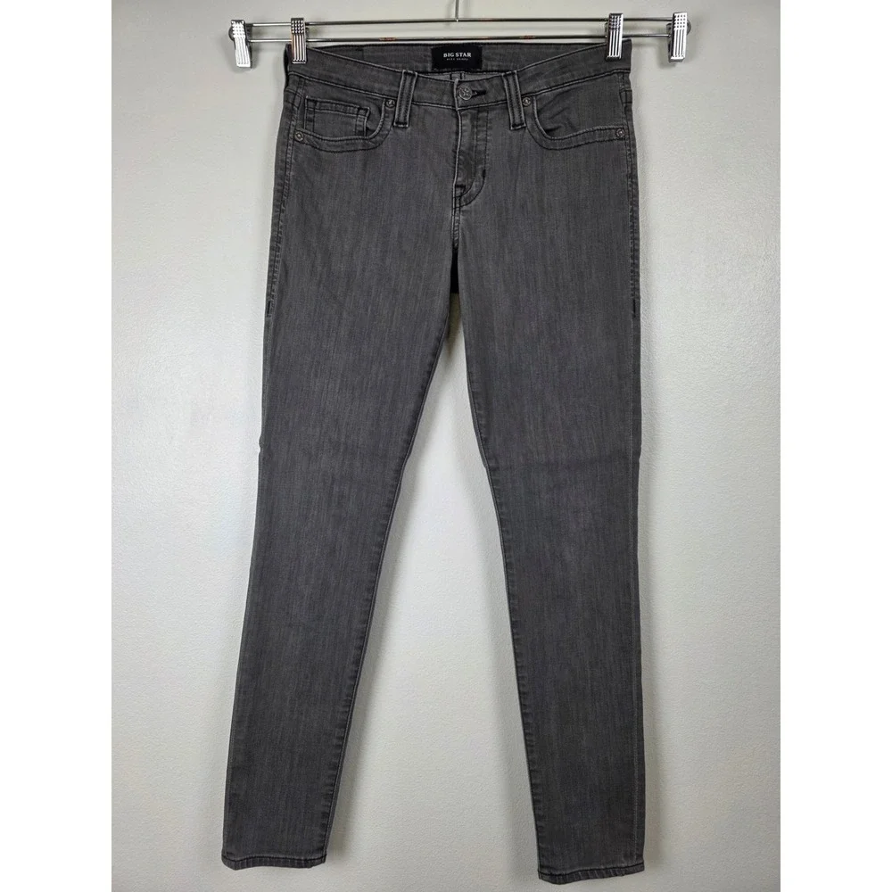 Big Star Alex Skinny Jeans Womens 29 Charcoal Grey Faded Mid Rise Denim FWALX3SU